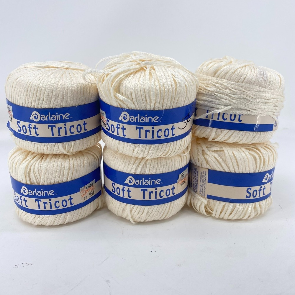 Lot of 6 Vintage Darlaine Soft Tricot 100% Acrylic Yarn Off White 1¾ oz-50g 915